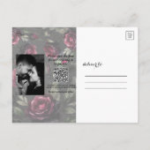 Bordeaux-Rote Rosen Schattengrau-Blütendatum Geret Ankündigungspostkarte (Rückseite)