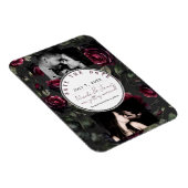 Bordeaux-Rote Rosen Schattengrau-Blütendatum Geret Magnet (Rechte Seite)