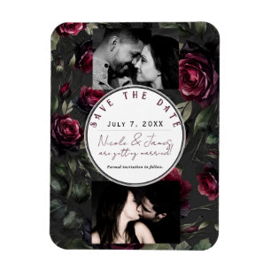 Bordeaux Rote Rosen Schummrig Grau Floral Save Dat Magnet