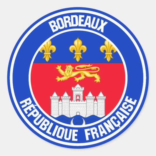 Bordeaux-RundEmblem Runder Aufkleber (Vorderseite)