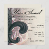 Bordeaux/Sand "Eisen-Lilie"-Quadrat Einladung (Vorne/Hinten)