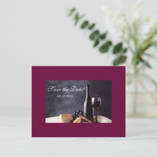 Bordeaux Save the Date Ankündigungspostkarte (Stehend Vorderseite)