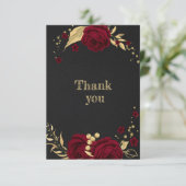 Bordeaux-Schwarz Dankeskarte (Stehend Vorderseite)