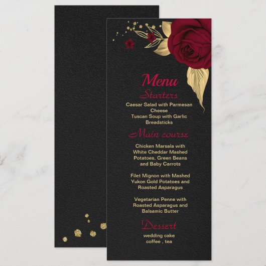 Bordeaux-Schwarz-Menü Menükarte (Vorne/Hinten)