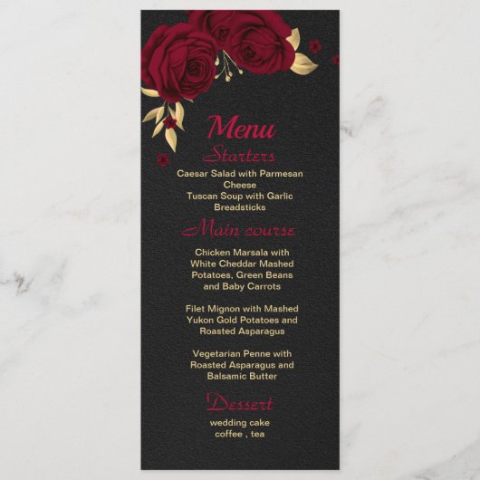 Bordeaux-Schwarz Menükarte (Vorderseite)