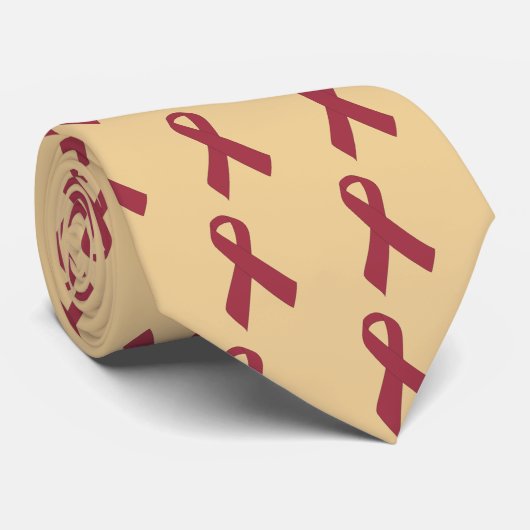 Bordeaux-Sensibilisierungsband auf Braunbraun Krawatte (Gerollt)