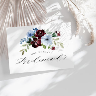 Bordeaux-staubblau werden Sie meine Bridesmaid-Kar Einladungspostkarte