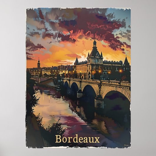 Bordeaux Twilight: Sunset Symphony Lila Clouds Poster (Vorne)