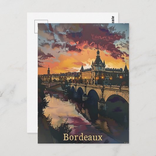 Bordeaux Twilight: Sunset Symphony Lila Clouds Postkarte (Vorne/Hinten)