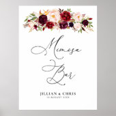 Bordeaux- und Blütenzeichen Mimosa-Bar Poster (Vorne)