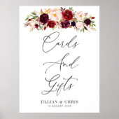 Bordeaux- und Blütenzeichen Poster (Vorne)