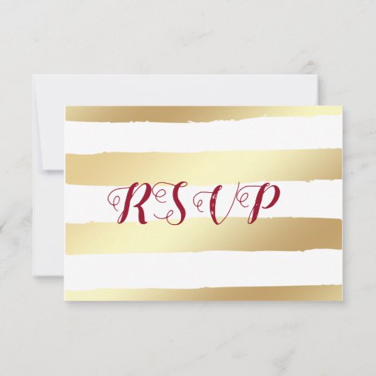 Bordeaux- und Goldbarren-Blume und Goldbarren-Blät RSVP Karte (Rückseite)