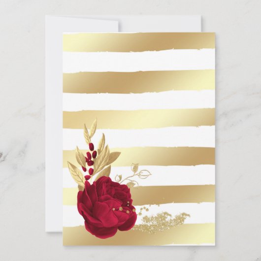 Bordeaux- und Goldgeburtstag-Blume Einladung (Rückseite)