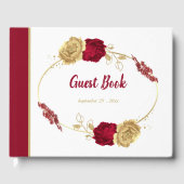 Bordeaux- und Goldhochzeit-Blume Gästebuch (Vorderseite)