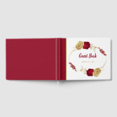 Bordeaux- und Goldhochzeit-Blume Gästebuch (Voll)