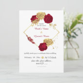 Bordeaux- und Goldhochzeit Einladung (Stehend Vorderseite)