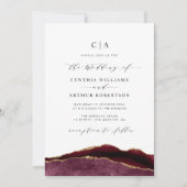 Bordeaux- und Goldhochzeit Einladung (Vorderseite)