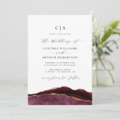 Bordeaux- und Goldhochzeit Einladung (Stehend Vorderseite)