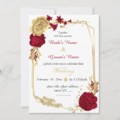 Bordeaux- und Goldhochzeit Einladung (Vorderseite)