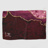 Bordeaux- und Goldschicht mit Monogramm Golfhandtuch (Horizontal)