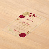 Bordeaux- und Goldschmiedetts-Blume Acryleinladungen (Ablage )