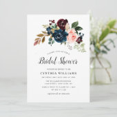 Bordeaux- und Marineblau-Brautparty Einladung (Stehend Vorderseite)