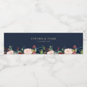 Bordeaux- und Marinebräu, Blütenhochzeit in Rosa Wasserflaschenetikett (Einzelnes Label)