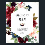 Bordeaux- und Marineschild Brautparty mimosa Bar Poster<br><div class="desc">Ein Blumendesign mit schönen bordeauxfarbenen und marineblauen Blume. Der Text und die Farben auf diesem Zeichenposter können bearbeitet werden.</div>