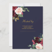 Bordeaux und Rosa Blüte mit Gold Einladung (Rückseite)