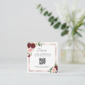 Bordeaux und Rosa qr Code Hochzeitskarte Begleitkarte (Stehend Vorderseite)