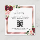 Bordeaux und Rosa qr Code Hochzeitskarte Begleitkarte (Vorderseite)