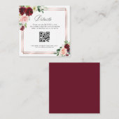 Bordeaux und Rosa qr Code Hochzeitskarte Begleitkarte (Vorne/Hinten)
