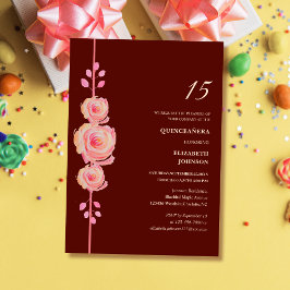 Bordeaux und Rose goldfarben elegante Quinceañera Einladung