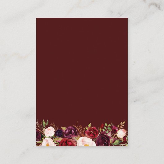 Bordeaux und rot OR Code Hochzeitskarte Begleitkarte (Rückseite)