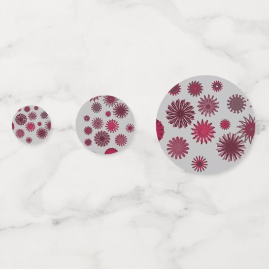 Bordeaux- und silberne Blume Konfetti (Vorderseiten)