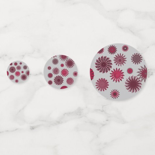 Bordeaux- und silberne Blume Konfetti (Rückseiten)