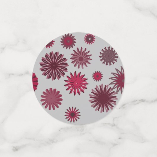 Bordeaux- und silberne Blume Konfetti (Klein Vorderseite)