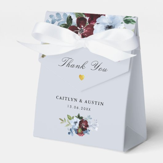 Bordeaux und staubblaue blühende Gastgeschenk Hoch Geschenkschachtel (Vorderseite)