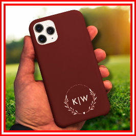 Bordeaux und Weiß | Monogram für moderne Initials iPhone 16 Pro Max Hülle