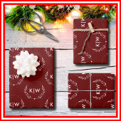 Bordeaux und Weiß | Monogram für moderne Initials Geschenkpapier Set