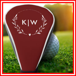 Bordeaux und Weiß | Monogram für moderne Initials Golf Headcover