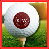 Bordeaux und Weiß | Monogram für moderne Initials Golfball