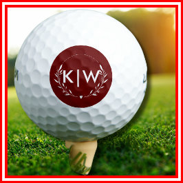 Bordeaux und Weiß | Monogram für moderne Initials Golfball
