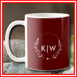 Bordeaux und Weiß | Monogram für moderne Initials Kaffeetasse
