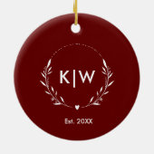 Bordeaux und Weiß | Monogram für moderne Initials Keramik Ornament (Hinten)