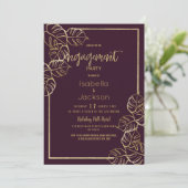 Bordeaux-Verlobung Einladung (Stehend Vorderseite)