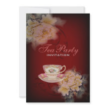 Bordeaux Vintag Peony floral Wedtea Tee Party