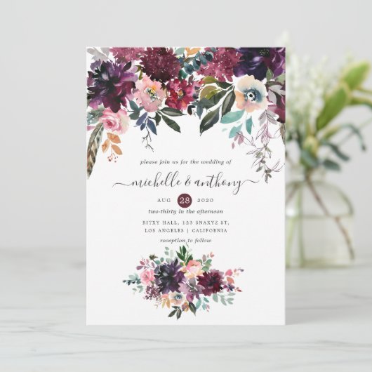 Bordeaux Wedding Einladung (Stehend Vorderseite)