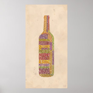 Bordeaux-Wein-Wort-Flasche Poster