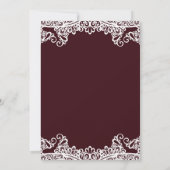 Bordeaux Wine & White Lace Elegante Einladung (Rückseite)